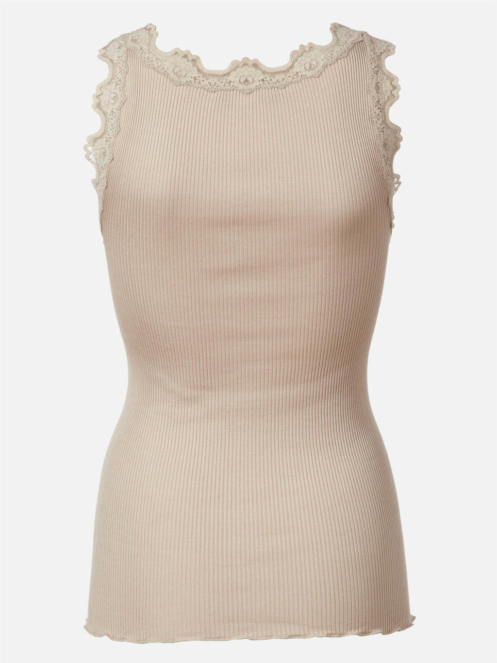 Babette Silk U-neck Lace top - cacao