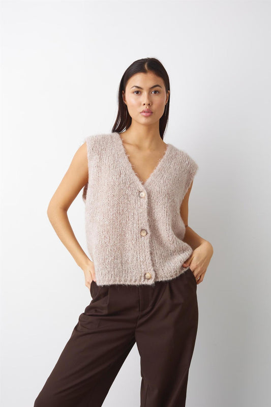 Jacey strikket vest sand