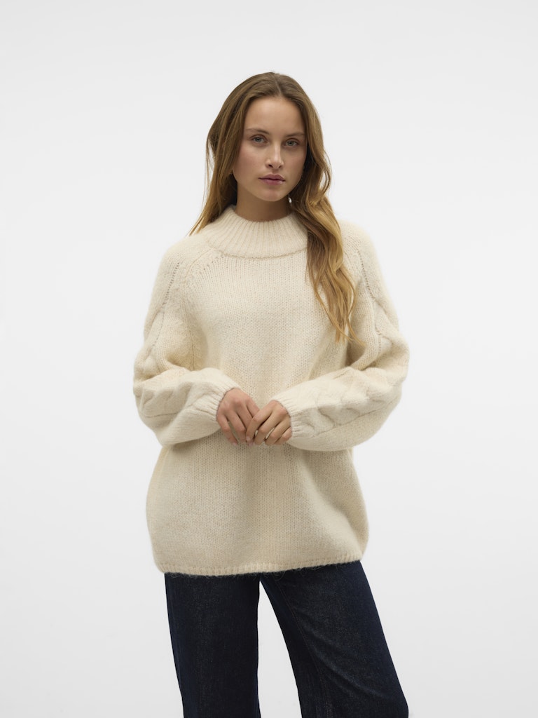 VMZEN LS CABLE HIGH-NECK PULLOVER BIRCH