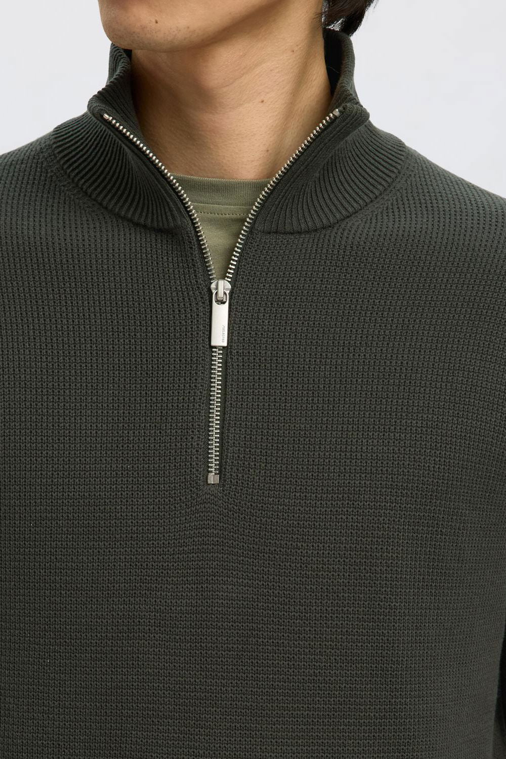 Slmdane Ls Knit Reg Struc Half Zip Noos