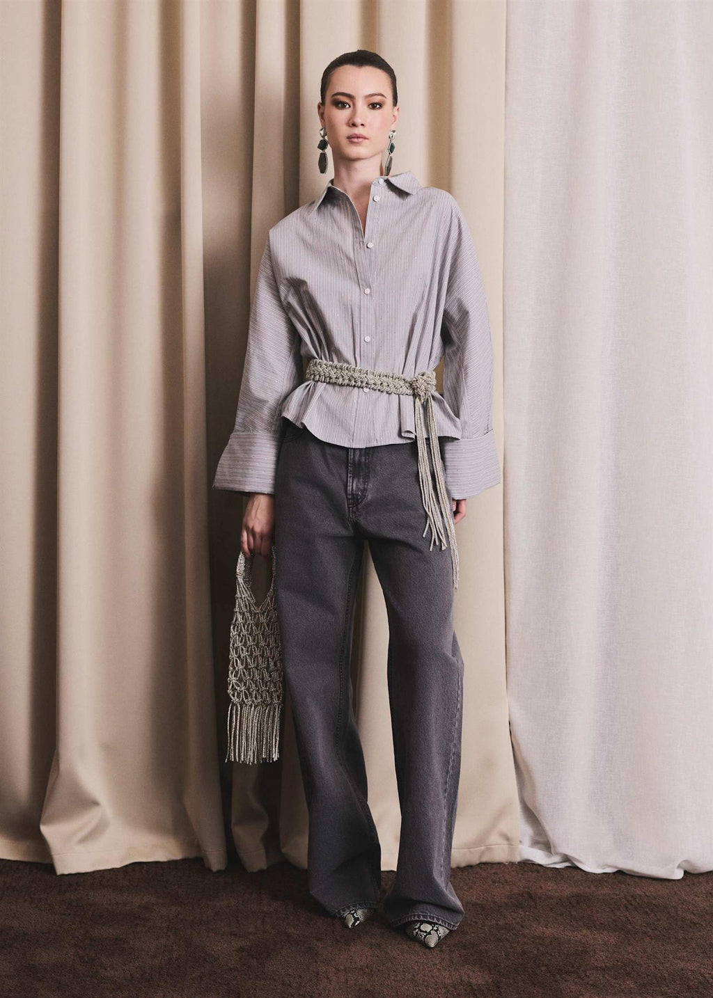 Atari embellish shirt - Grey Stripe
