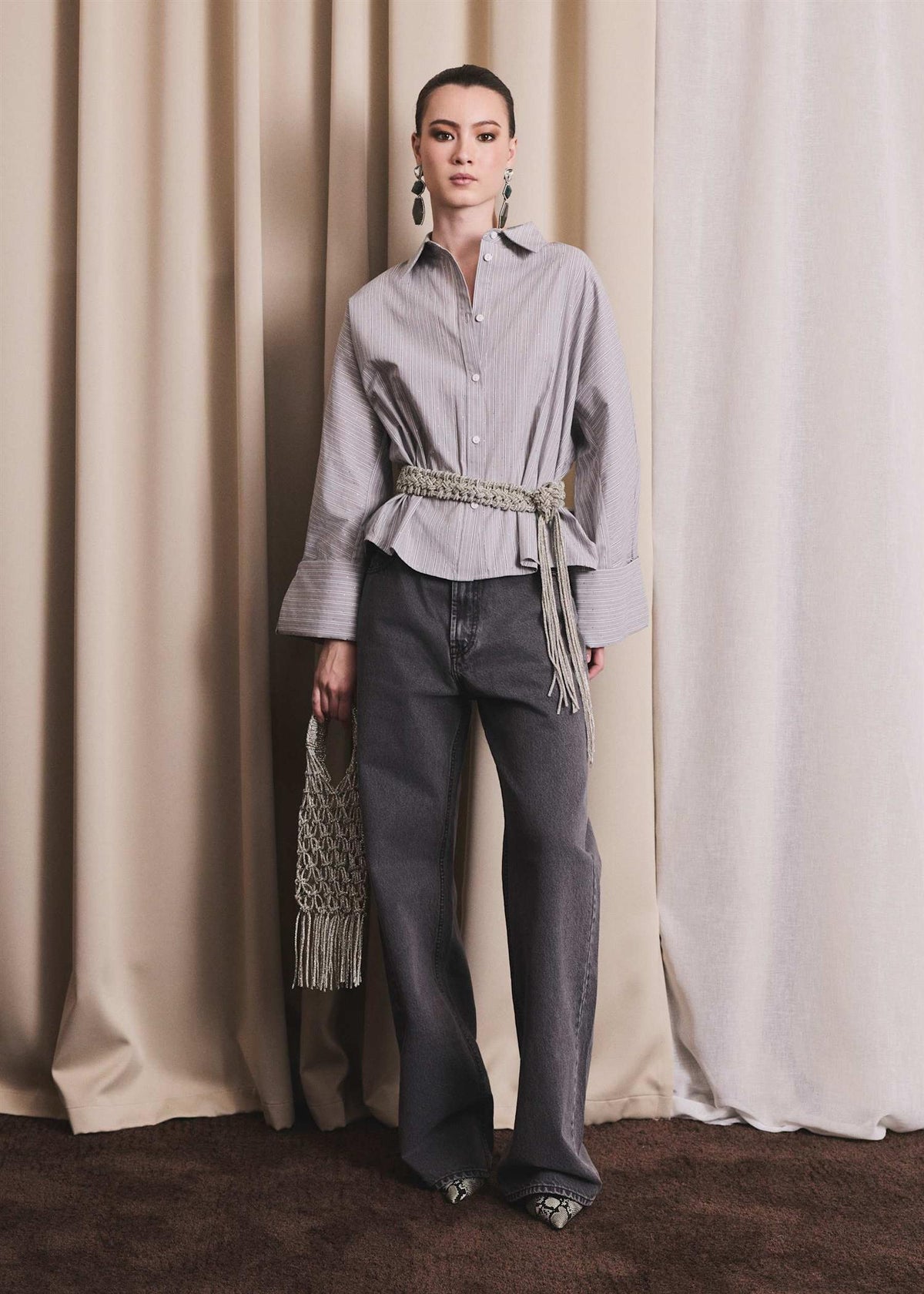 Atari embellish shirt - Grey Stripe