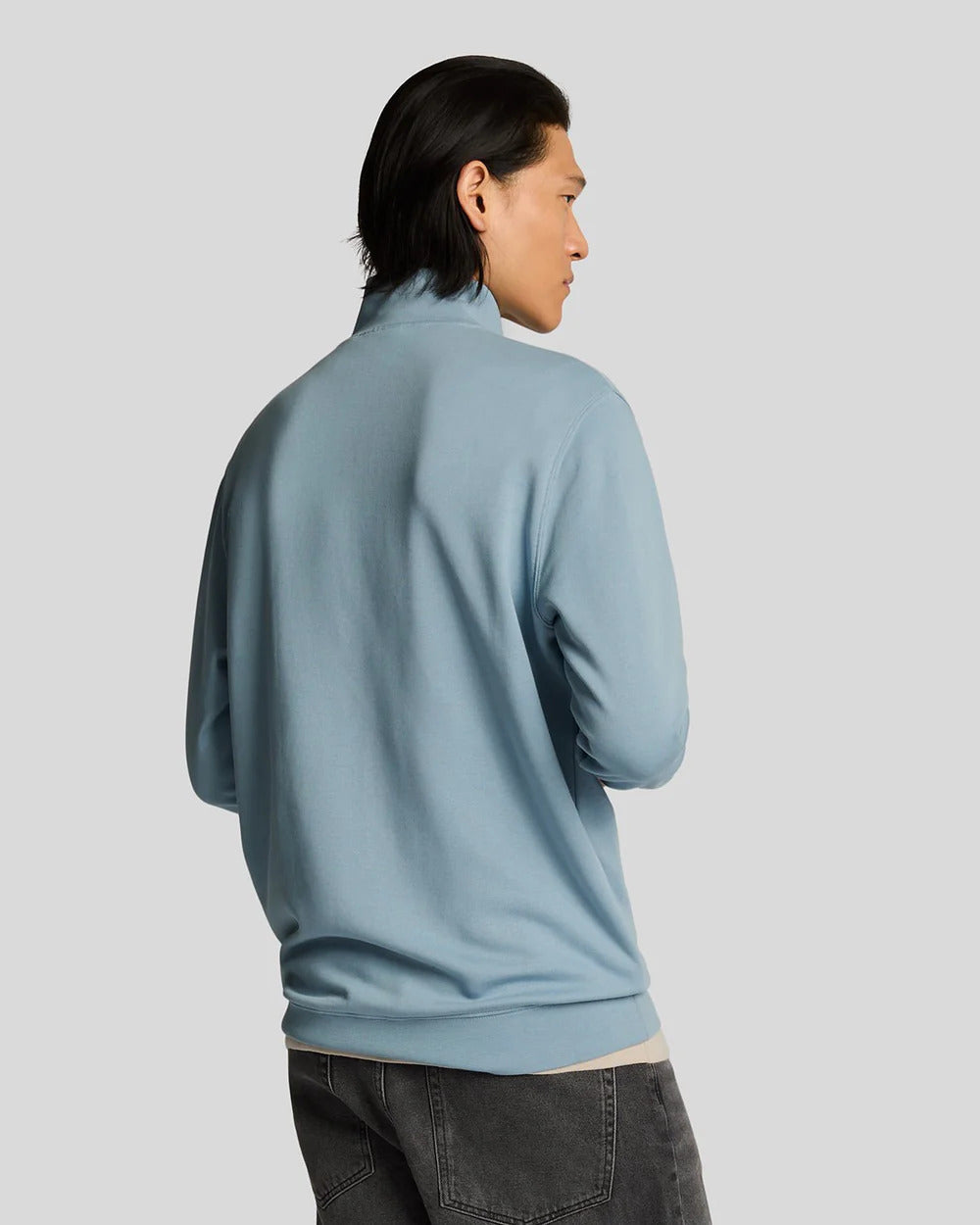 Superfine Crew Neck Zip Blue Ash