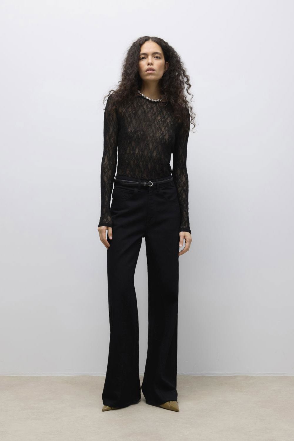 Awtessy Ls O-Neck Lace Top Noos