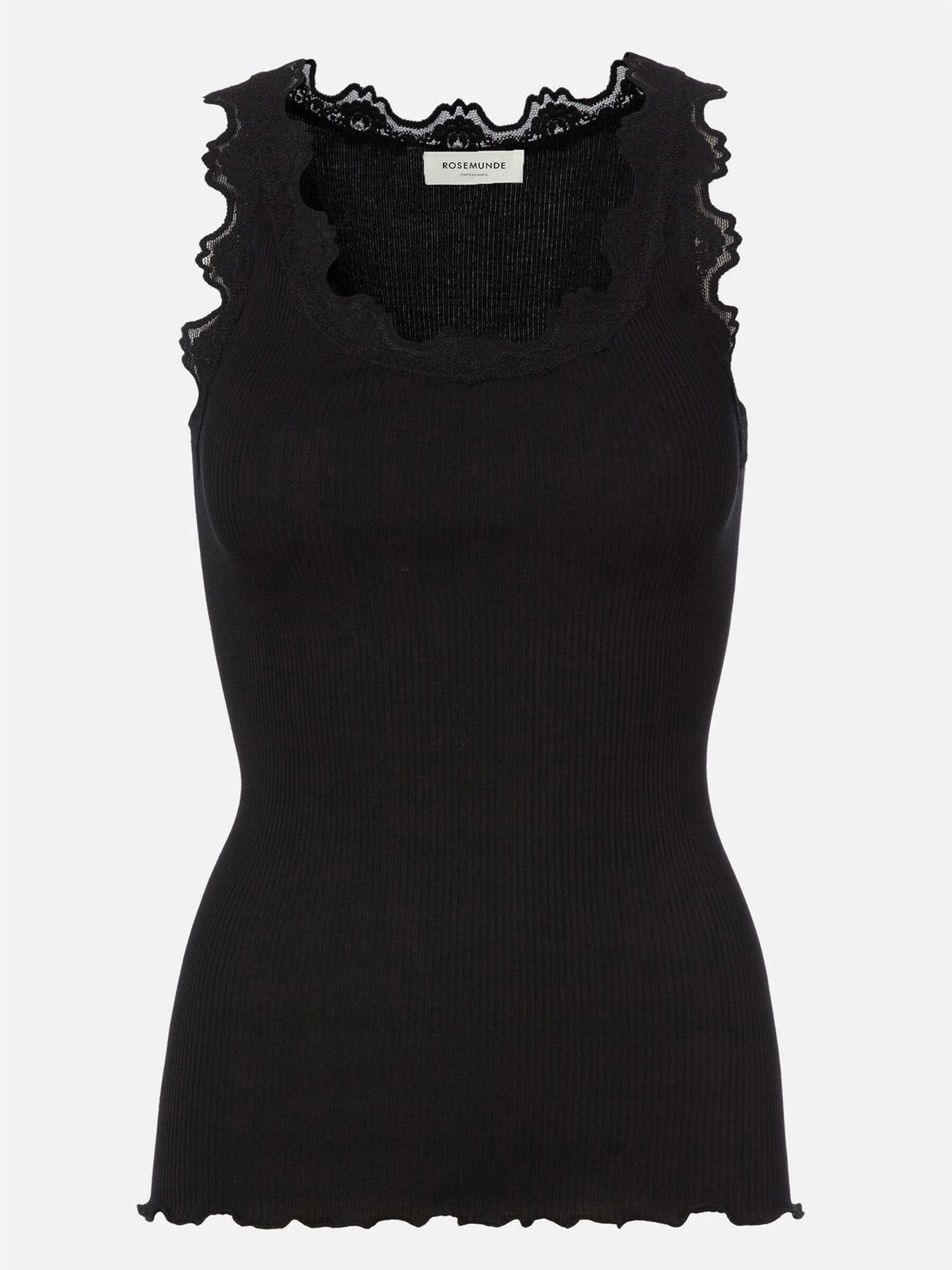 Babette Silk U-neck Lace top - black