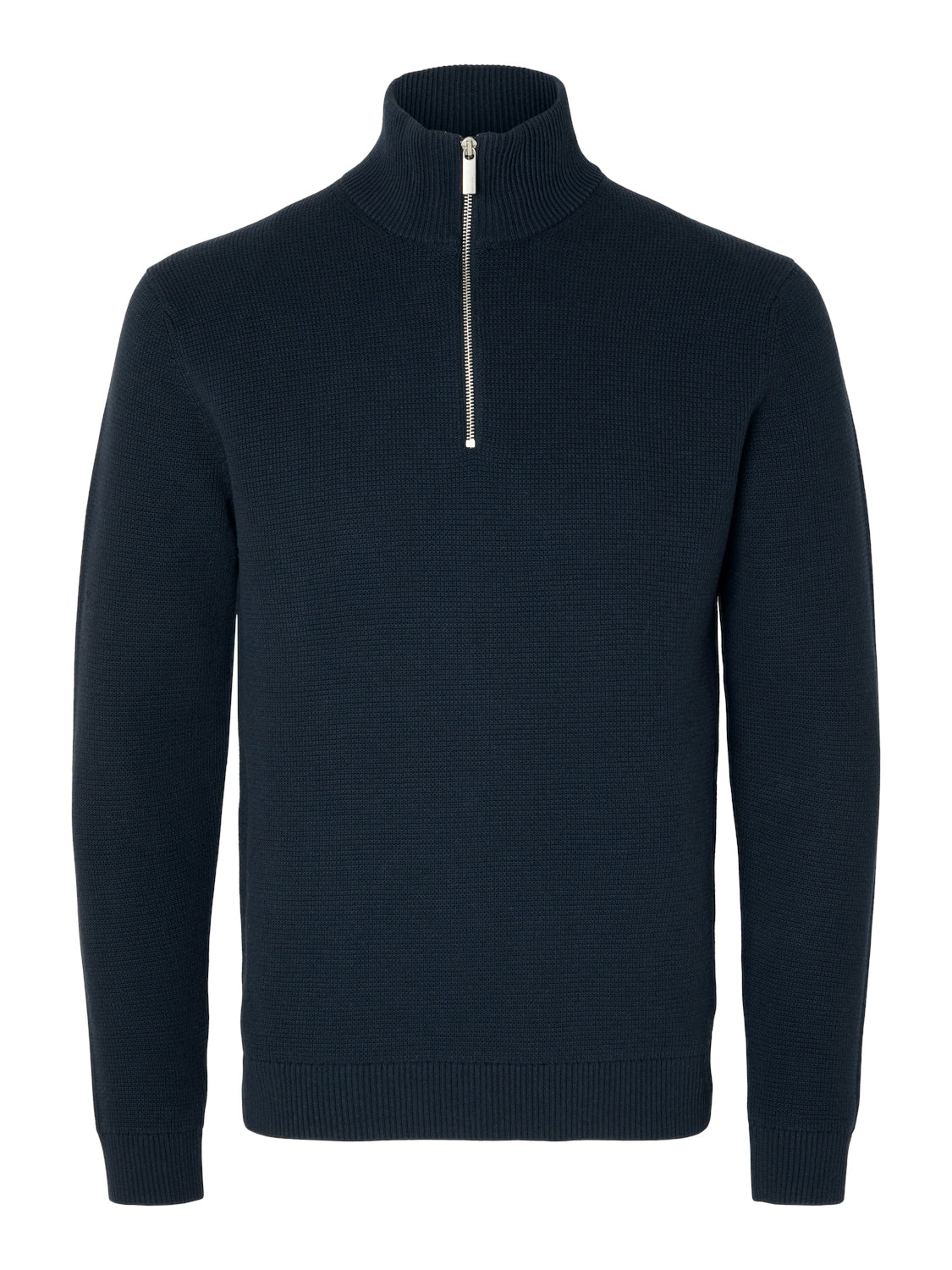 Dane strikket genser med zip Navy