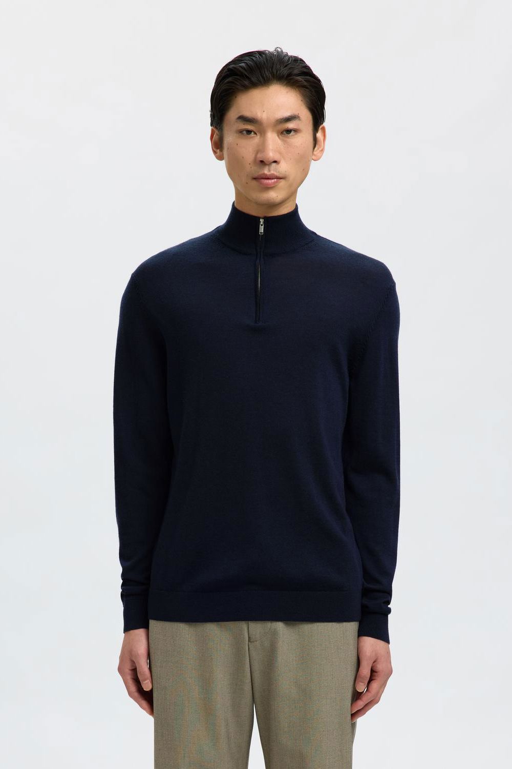Slmtray Ls Knit Merino Half Zip Noos
