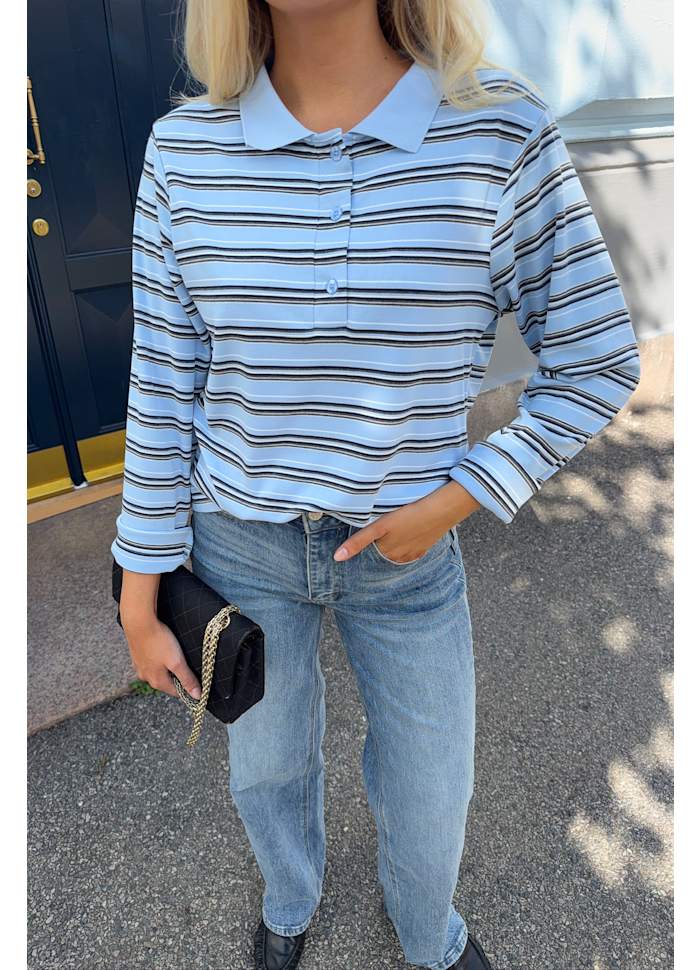 Carly Polo - Blue white stripes