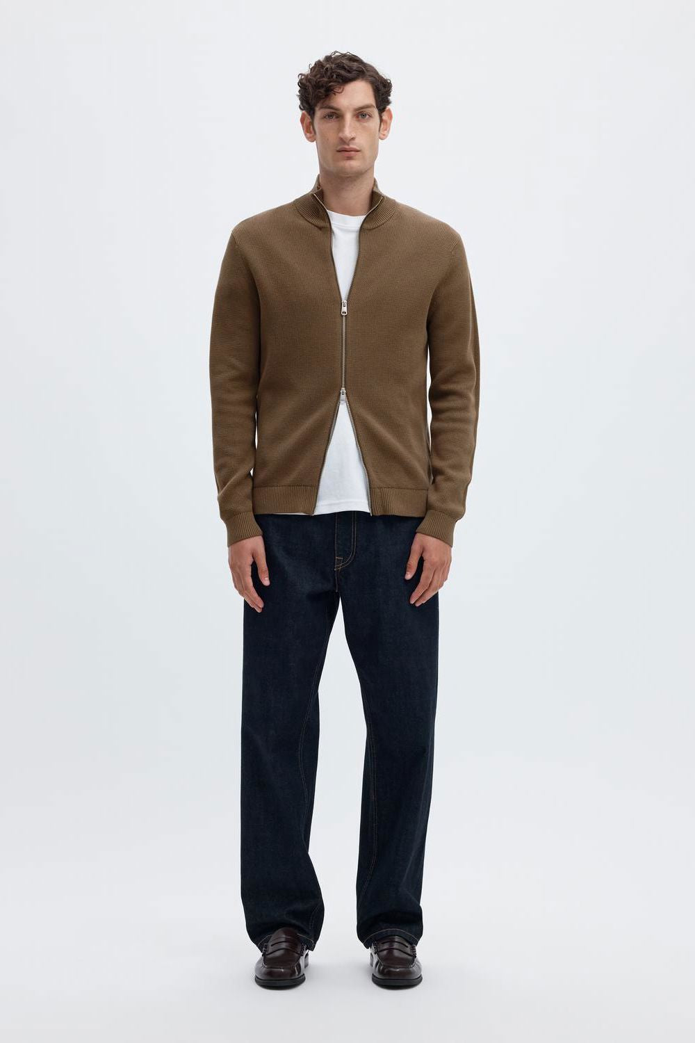 Slmdane Ls Knit Reg Struc Full Zip Noos
