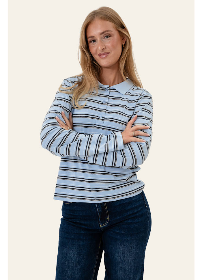 Carly Polo - Blue white stripes