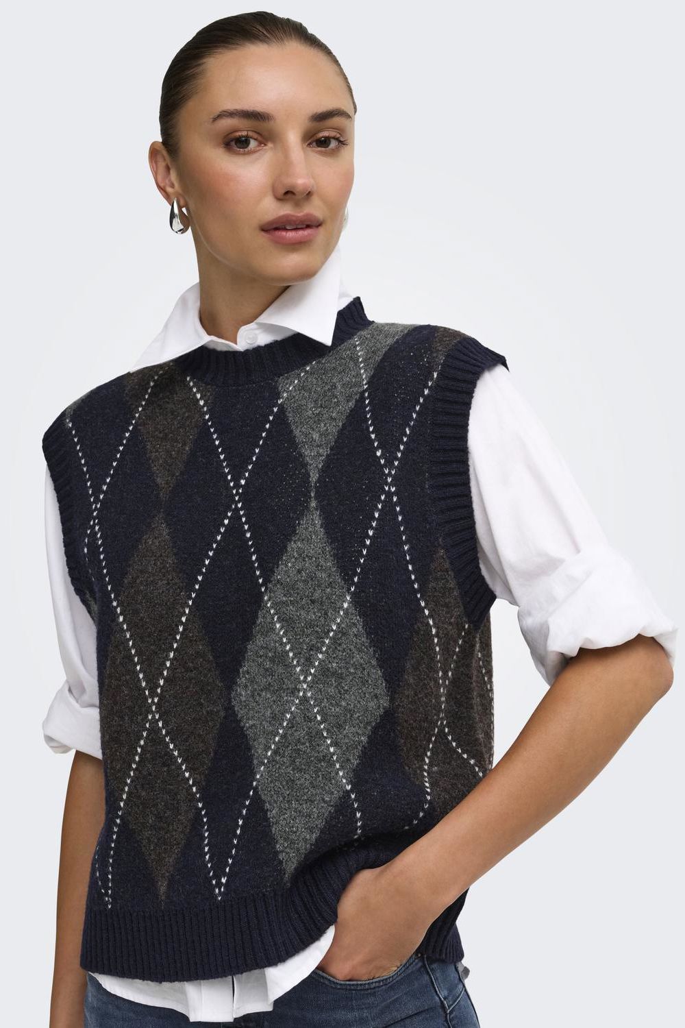Onlrhombus Argyle Vest Knt Noos
