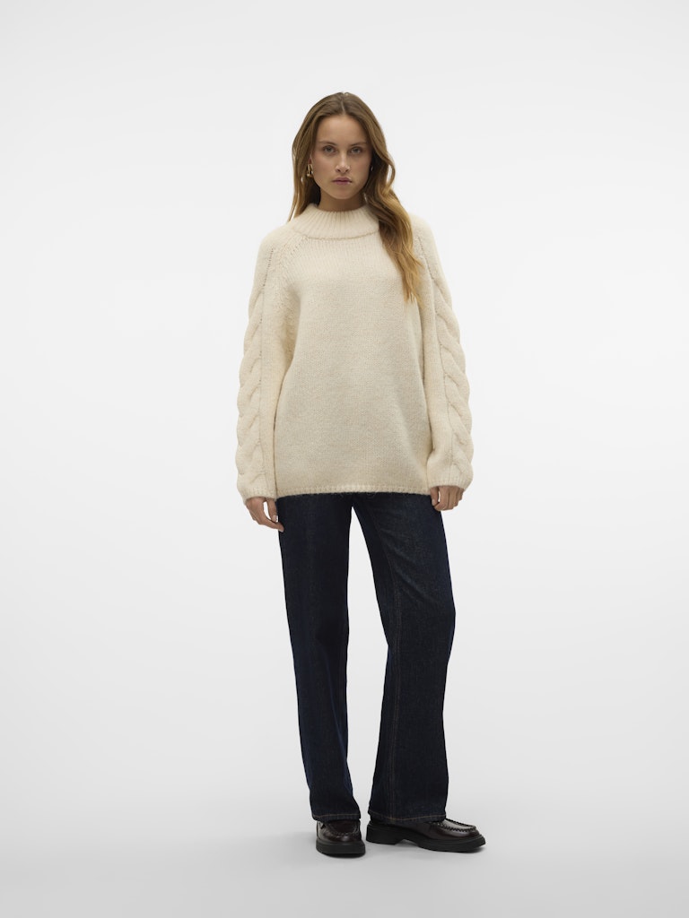 VMZEN LS CABLE HIGH-NECK PULLOVER BIRCH