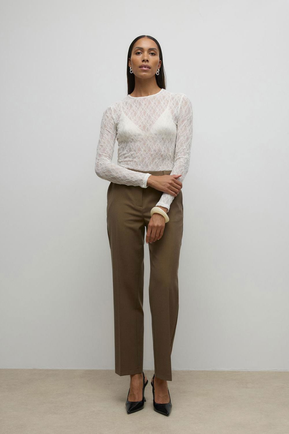 Awtessy Ls O-Neck Lace Top Noos