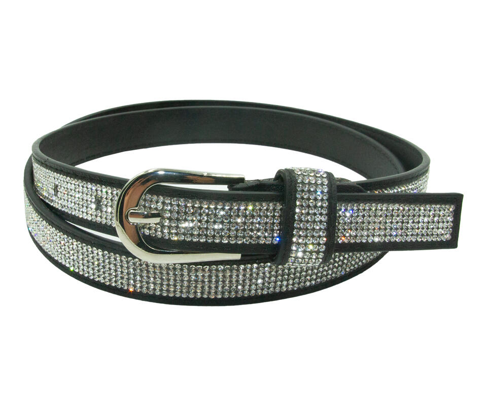 Belte m/strass all over 2cm sort