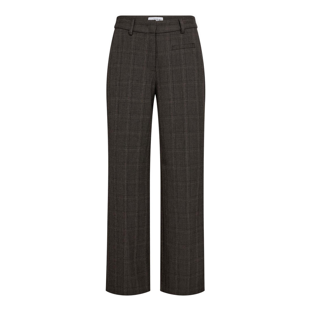 Check Fit Plain Pant - mocca