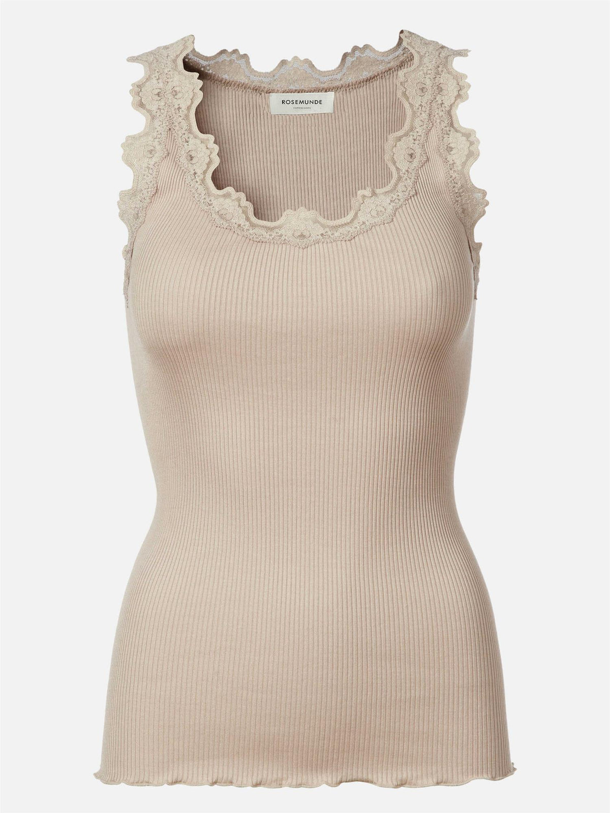 Babette Silk U-neck Lace top - cacao