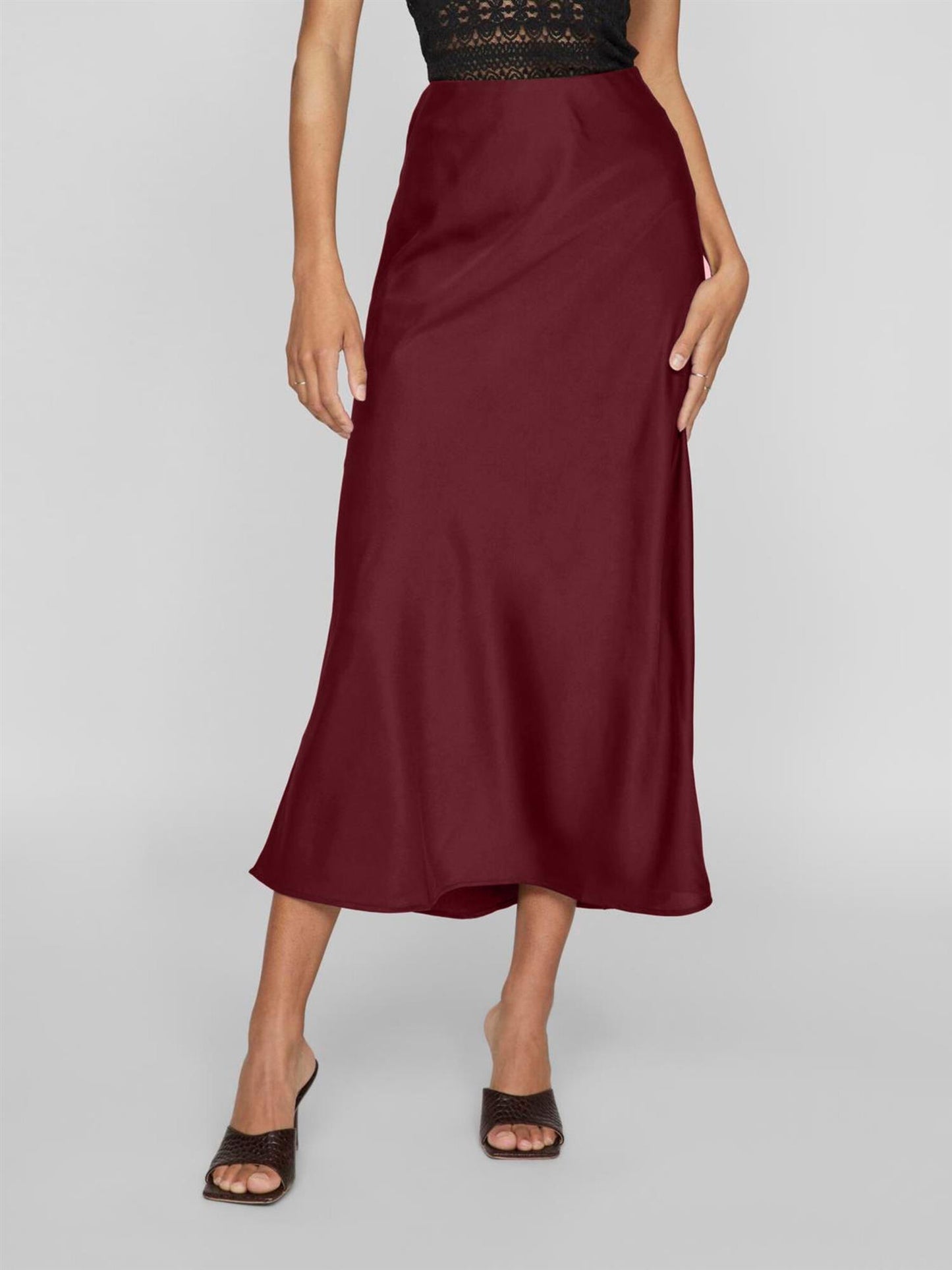 Viellette HW Midi Skirt Burgunder