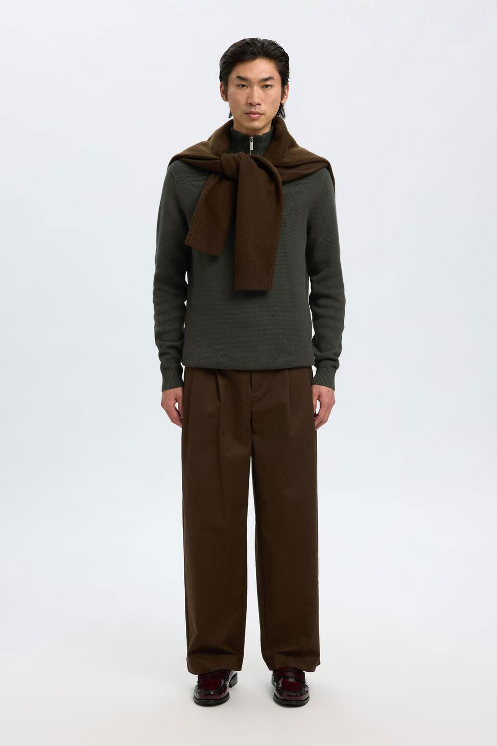 Slmdane Ls Knit Reg Struc Half Zip Noos