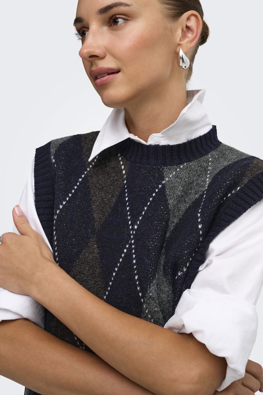 Onlrhombus Argyle Vest Knt Noos