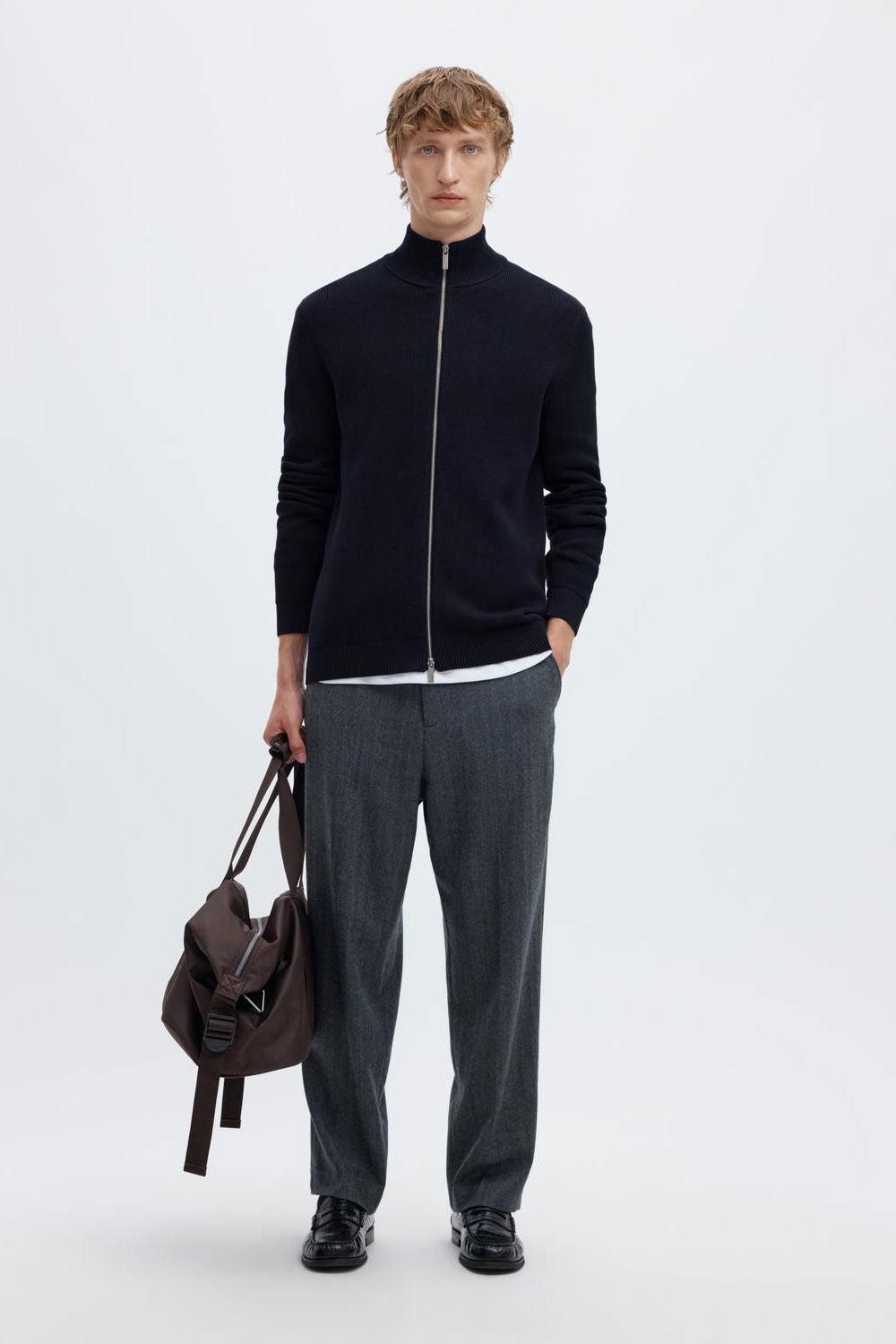 Slmdane Ls Knit Reg Struc Full Zip Noos