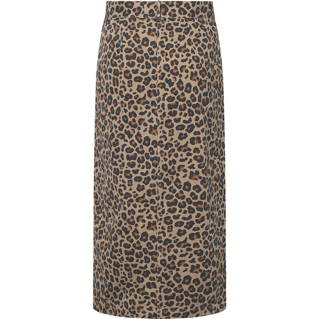 Leopardprint skjørt 3/4 lengde