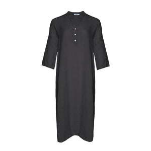Lang lin  skjorte kjole 18970 dark grey
