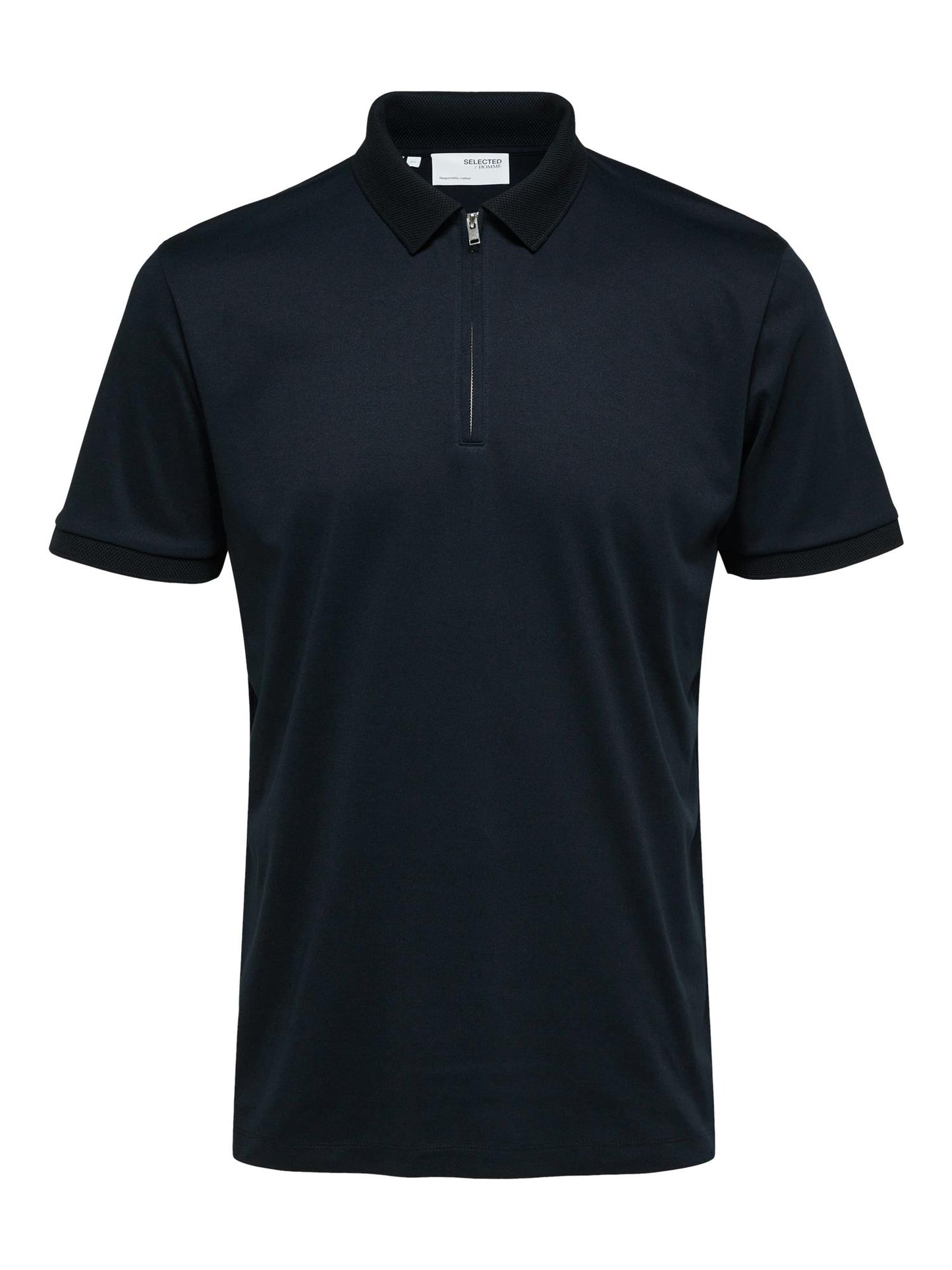 Slhfave Zip Ss Polo navy