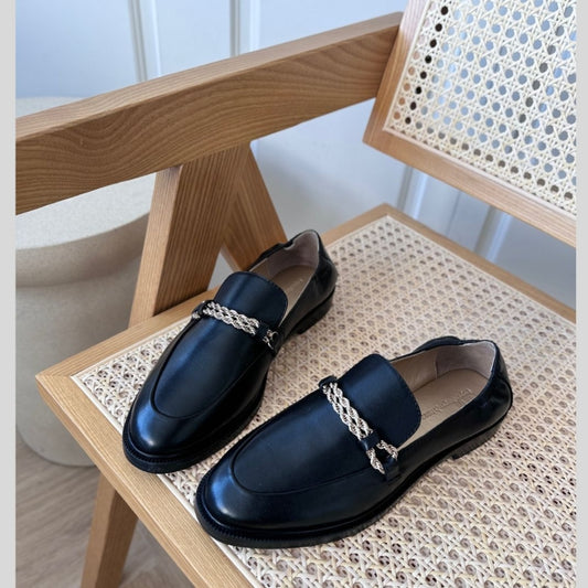 Love and walk loafers black w/ gold