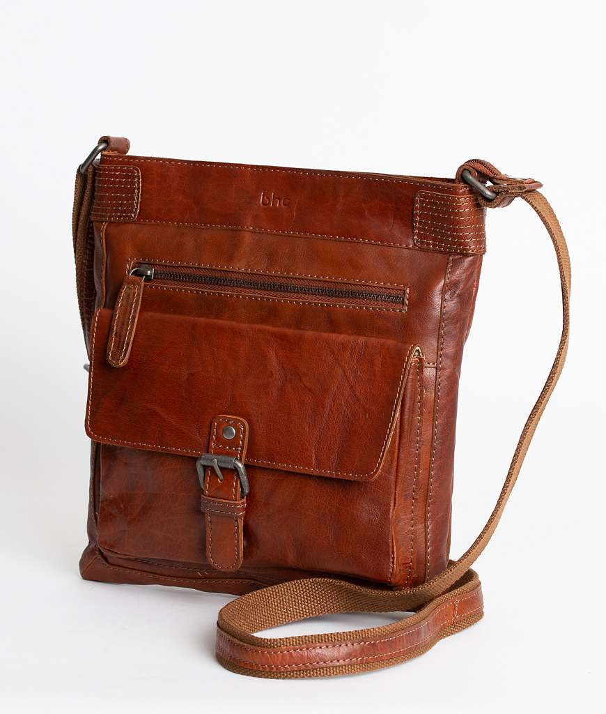 BHC Nordic leather crossbody buckle cognac