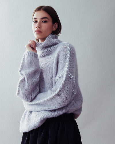 Vichoca Strikket genser med stitch Grå
