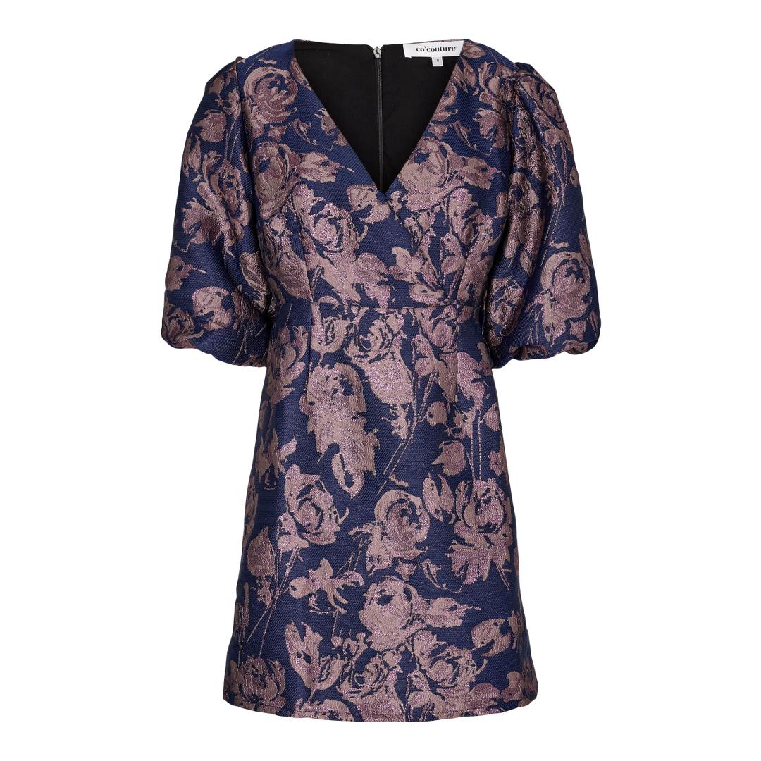 Stella Jacquard V-dress Purple