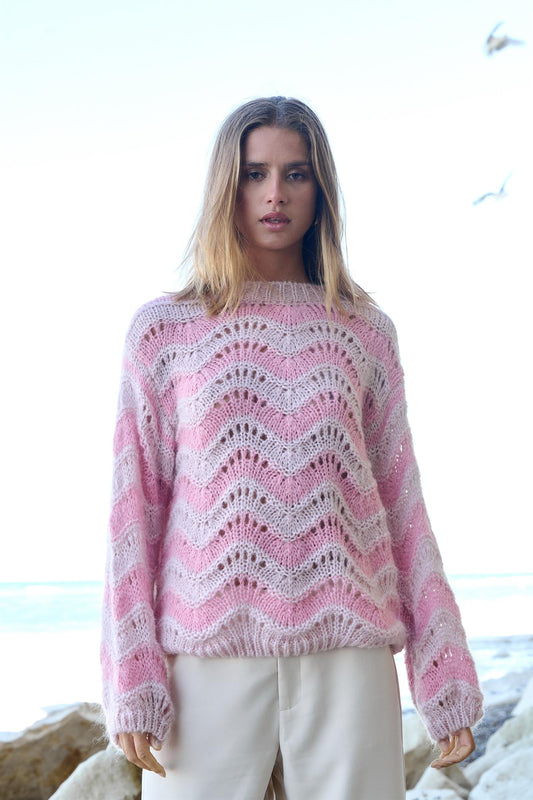 Panama knit jumper rose/cream