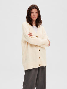 SLFMaline LS knit Long cardigan beige