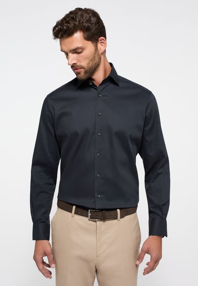 Eterna dobby teksturert skjorte modern fit black