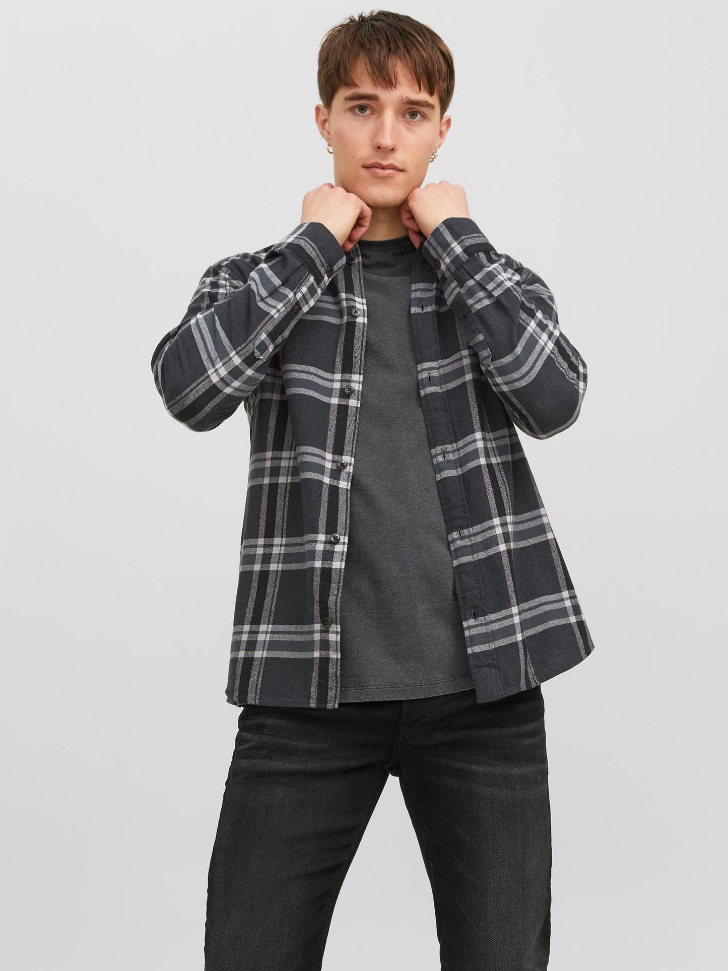 Brook Check Twill Shirt Black Sand