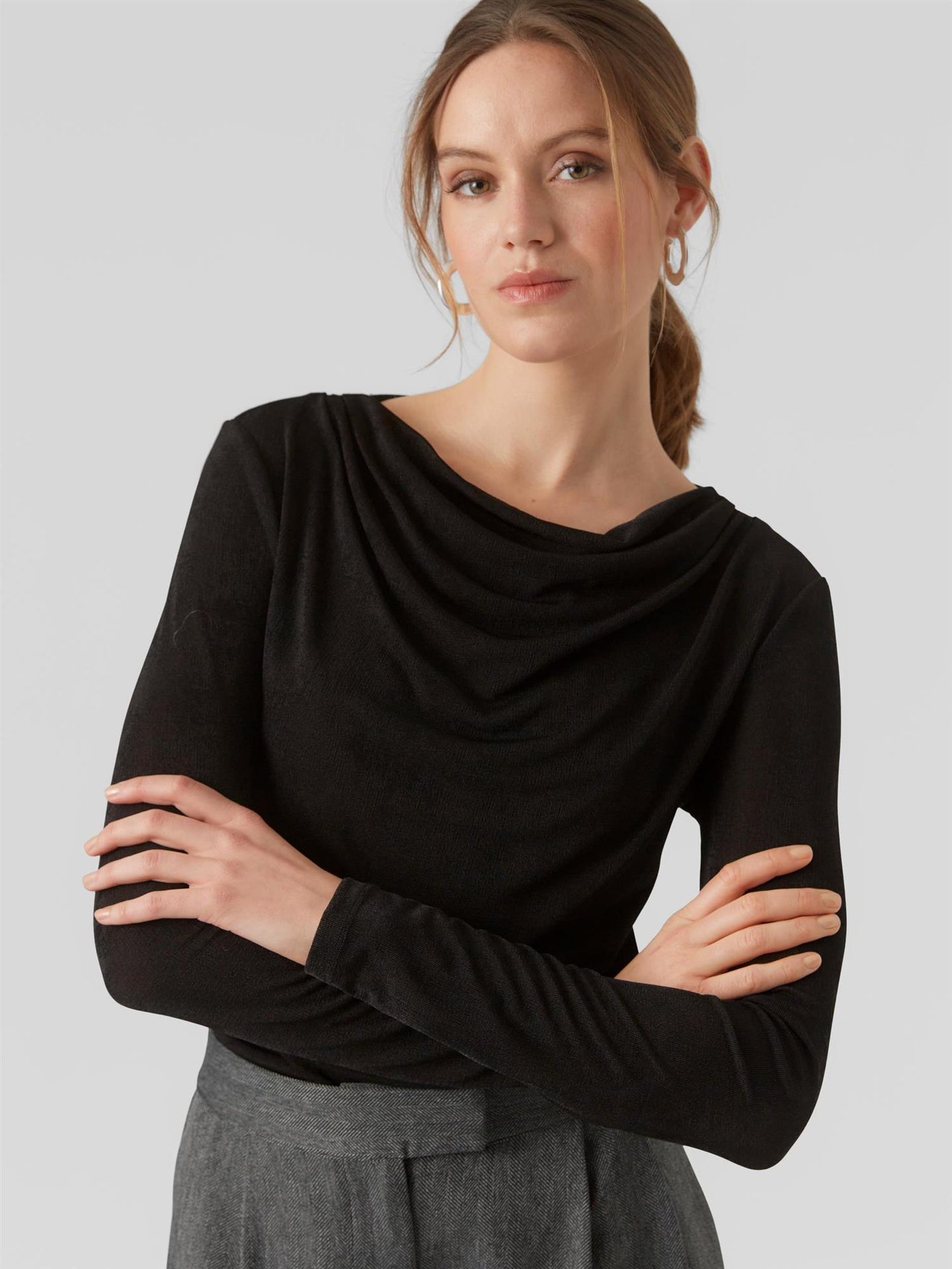 Nara Ls Pleat top Black