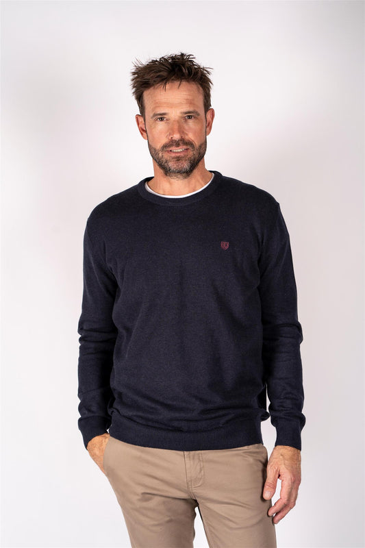 Hampton rund hals genser Dark navy Mix